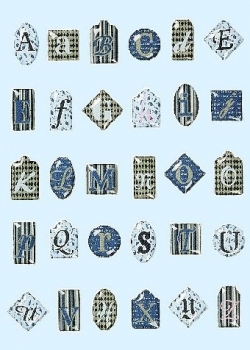 Glossy Stickers Acryl,  Buchstaben blau/türkis, 30 Stck.